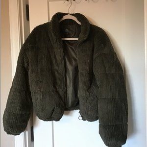 Wild Fable Forest Green Corduroy Puffer Coat - Size Medium